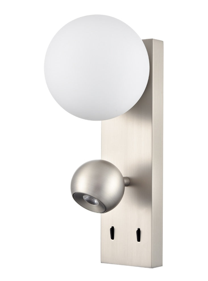 Iris 2lt Satin Nickel LED Wall Light