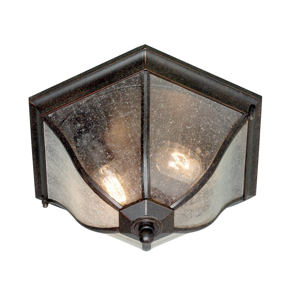 New England 2-Light Medium Weathered Bronze Flush Lantern