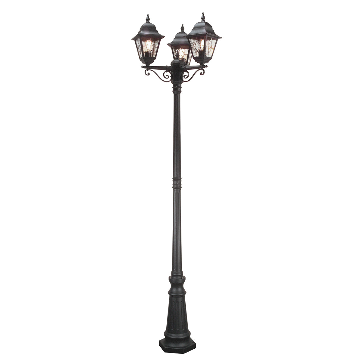 Norfolk 3-Light Black Outdoor Lamp Post