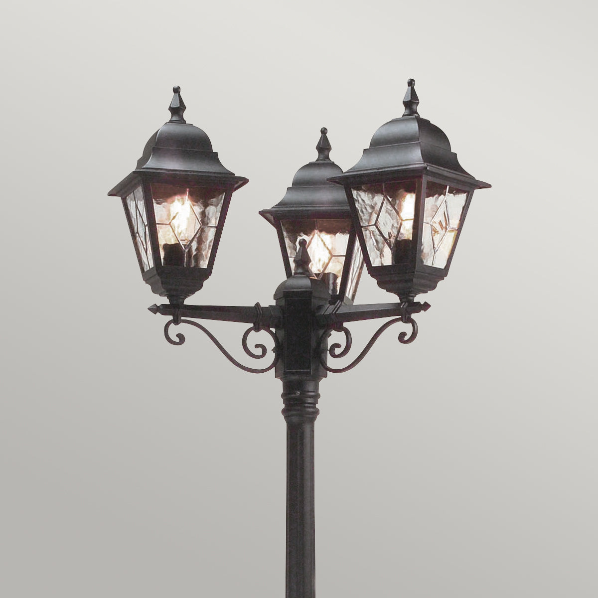 Norfolk 3-Light Black Outdoor Lamp Post