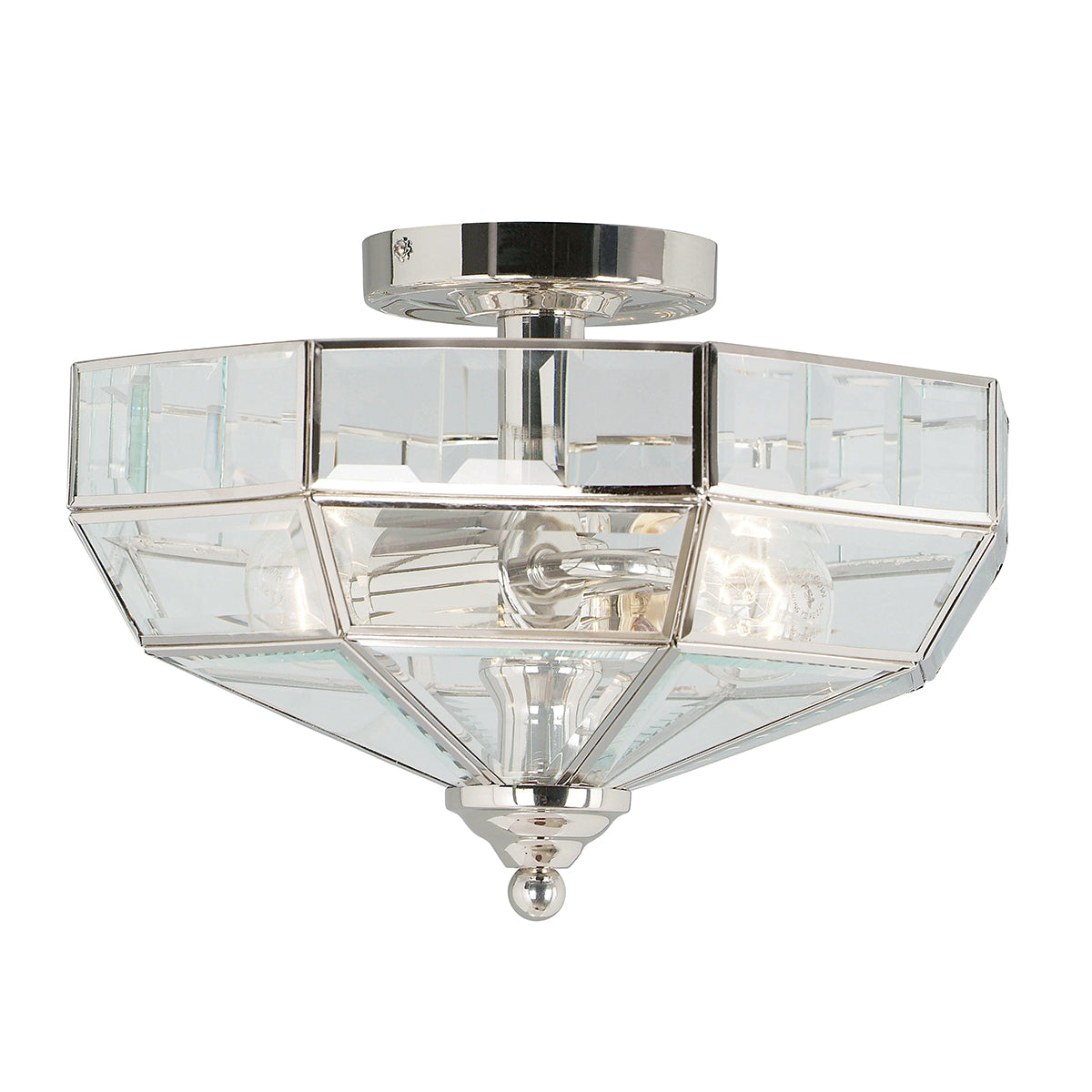 Modern Semi-Flush Ceiling Light (Low Ceiling) - Old Park (Polished Nickel)