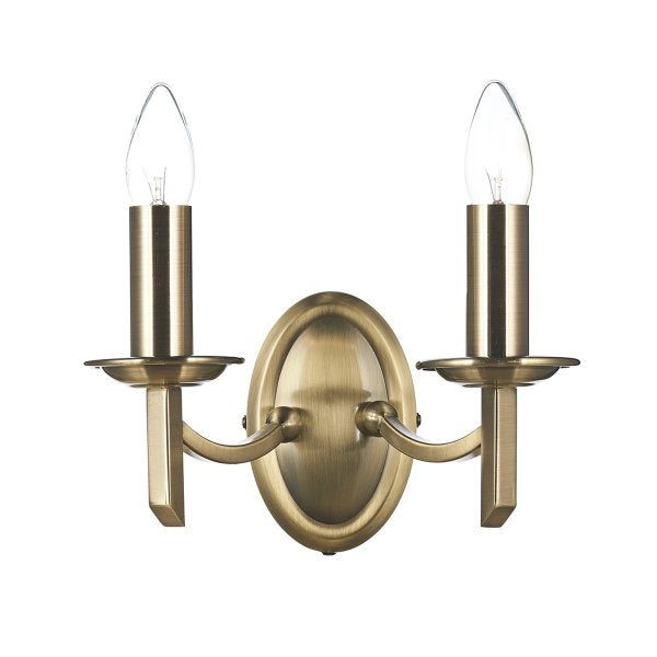 Patrinia 2 Light Switched Wall Light in Antique Brass