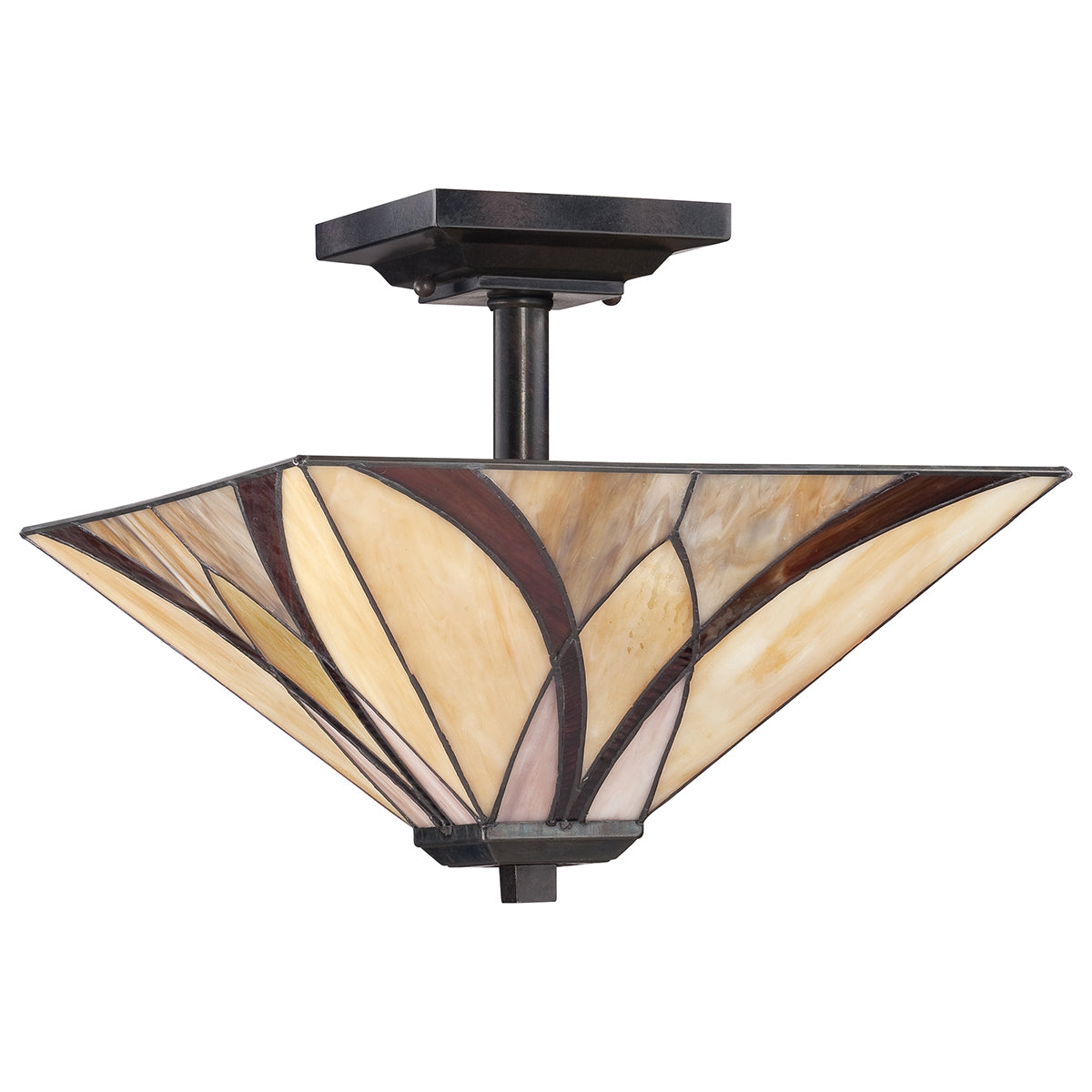 Asheville 2-Light Semi-Flush Mount Ceiling Light (Valiant Bronze & Classic Tiffany Shades)