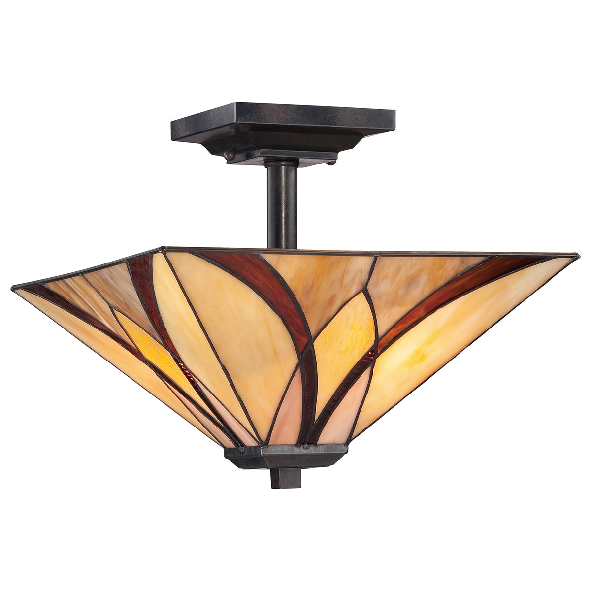 Asheville 2-Light Semi-Flush Mount Ceiling Light (Valiant Bronze & Classic Tiffany Shades)