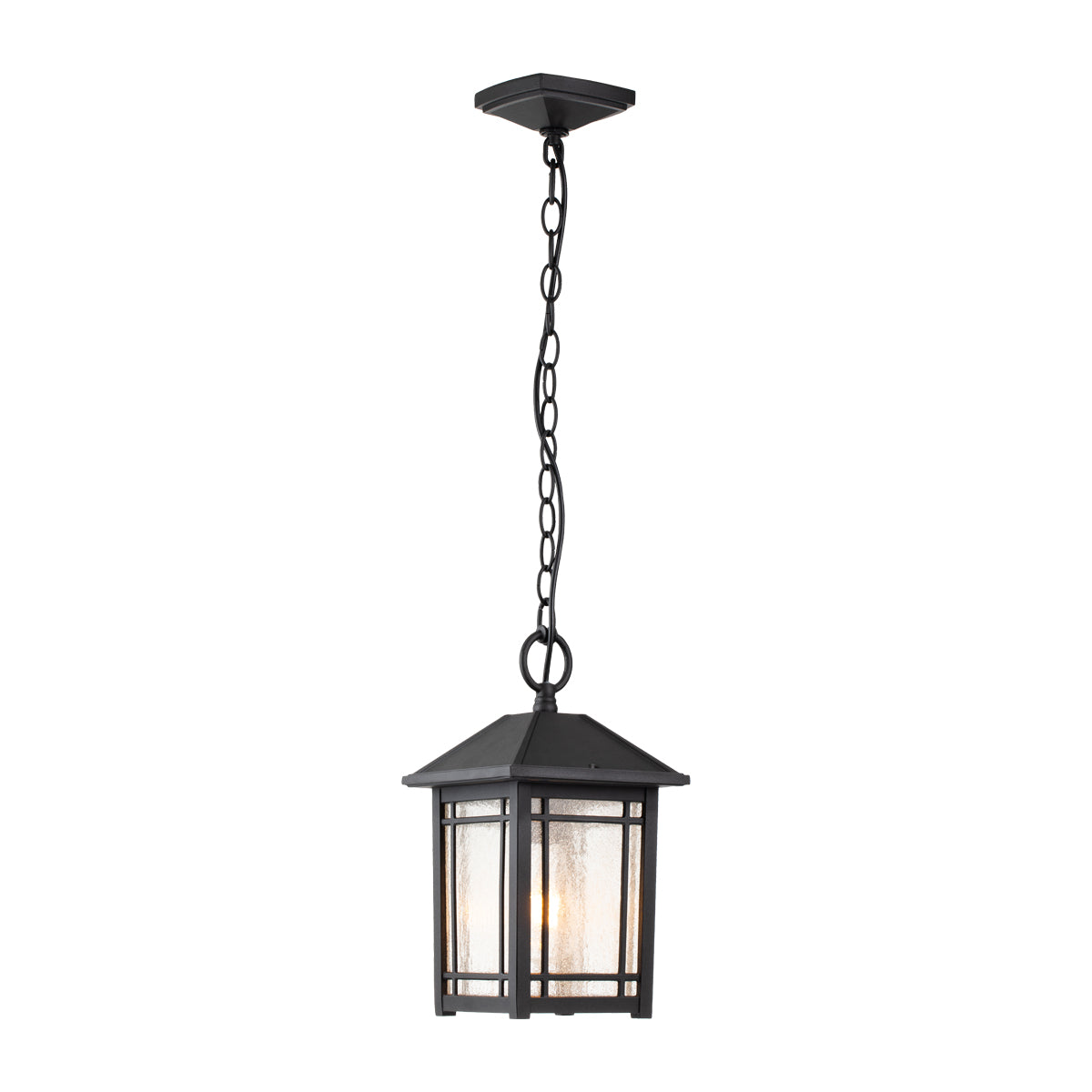 Cedar Point Black Hanging Lantern (Seedy Glass)