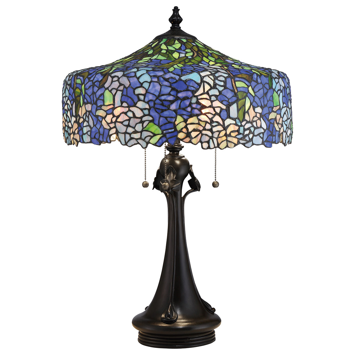 Cobalt Light 1-Light Table Lamp (Hydrangea Motif in Tiffany Style)
