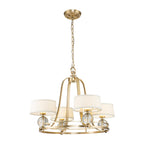 Uptown Gotham 4-Light Brushed Brass Chandelier (Glass Balls & Shades)