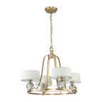 Uptown Gotham 4-Light Brushed Brass Chandelier (Glass Balls & Shades)