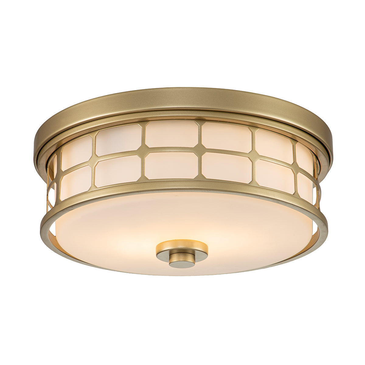 Guardian Painted Natural Brass 2-Light Geometric Flush Mount Light