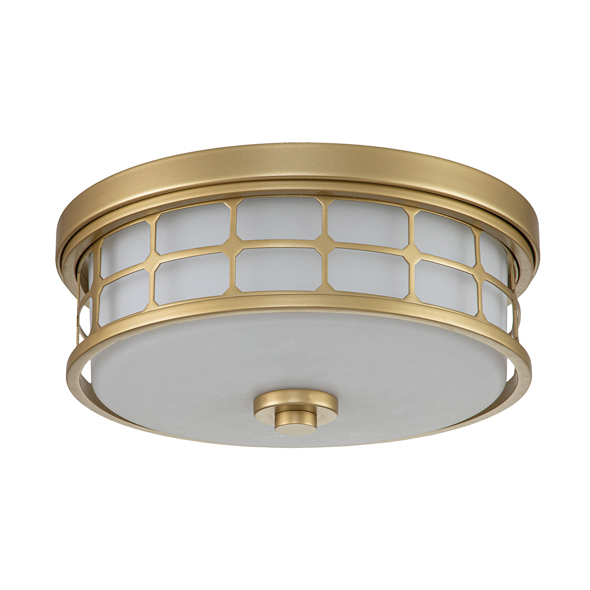 Guardian Painted Natural Brass 2-Light Geometric Flush Mount Light