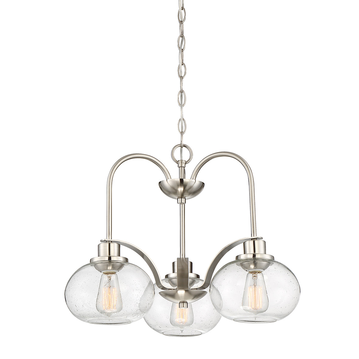 Trilogy 3-Light Brushed Nickel Chandelier (Modern Elegance with Edison Bulbs)