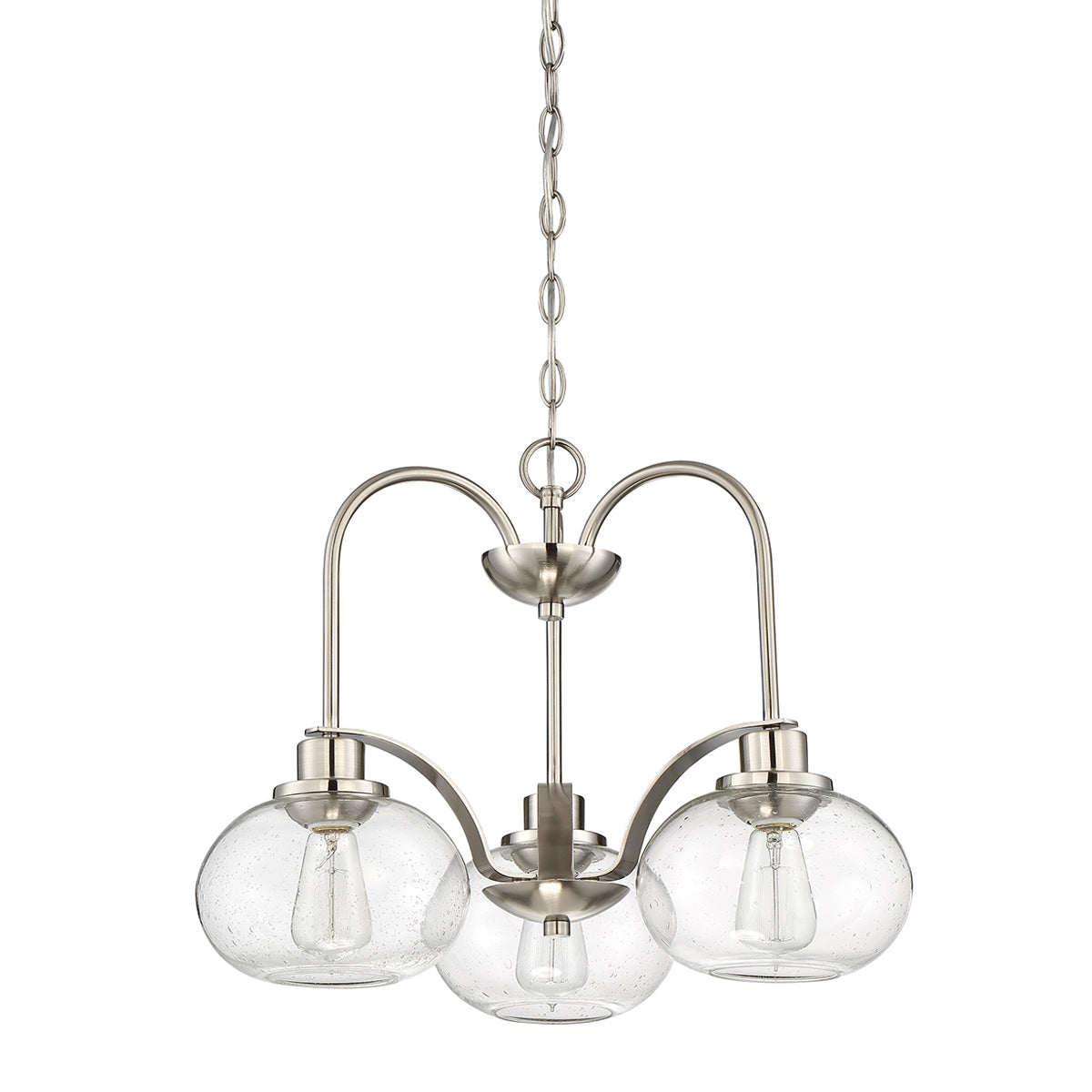 Trilogy 3-Light Brushed Nickel Chandelier (Modern Elegance with Edison Bulbs)