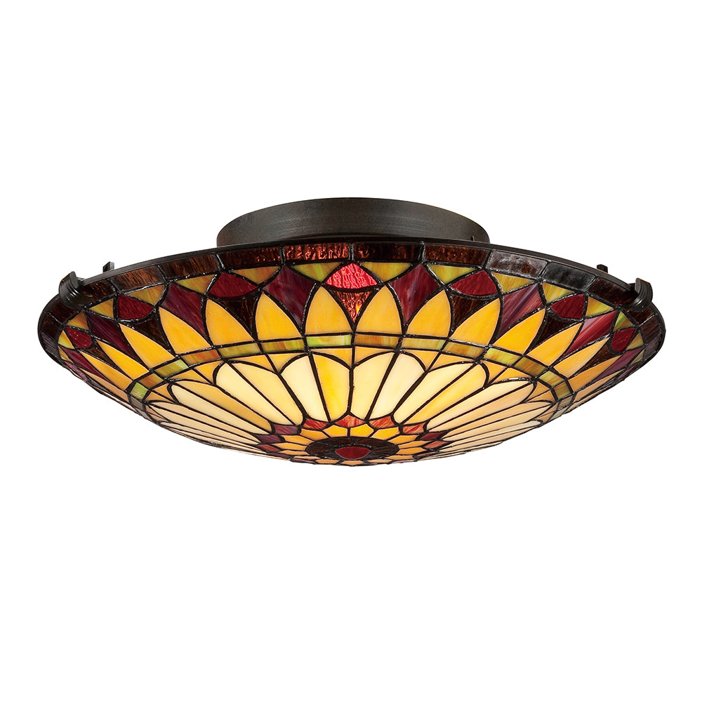 West End 2-Light Tiffany Style Flush Mount Ceiling Light (Handcrafted)