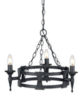 Saxon 3-Light Black Wrought Iron Chandelier