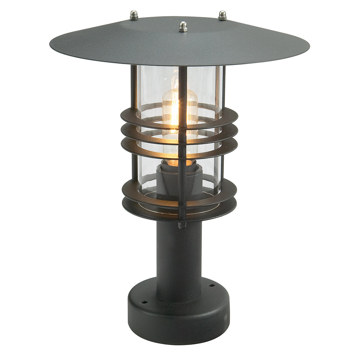 Stockholm 1-Light Black Pedestal Lantern