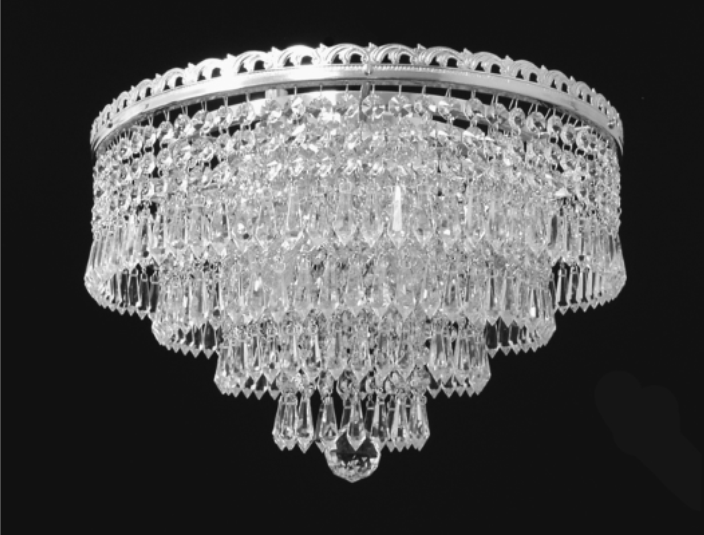 Trebon 3 Light Flush Nickel Crystal Pendant