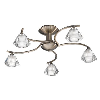 Modern 5-Light Pendant in Bronze Finish with Frosted Crystal Glass