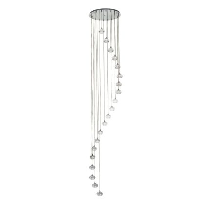 Modern 20-Light Chandelier in Chrome with Adjustable Ripple Glass Shades