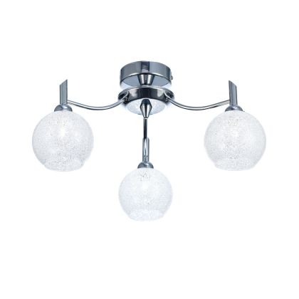Modern 3-Light Ceiling Light in Chrome with Crystal Detail (Chrome, Crystal)